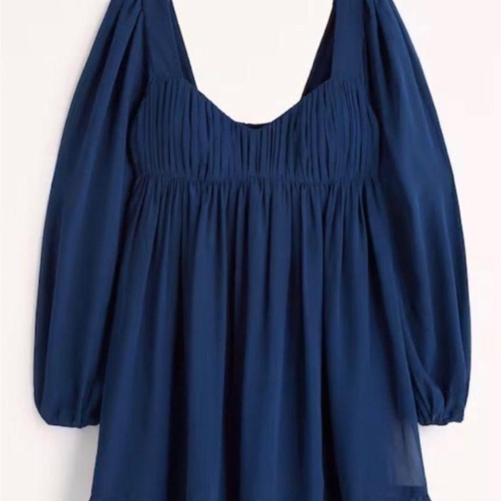 Abercrombie & Fitch Long-Sleeve Ruched Babydoll Mini Dress